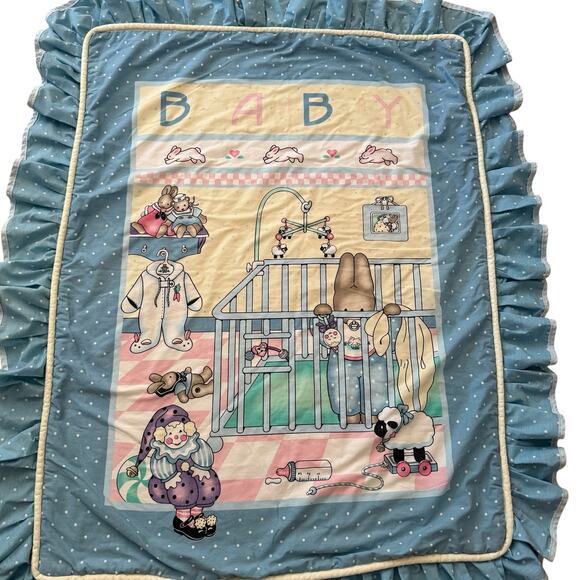 Vintage Bunny Kingdom Baby Bunny Rabbit Crib Nursery Baby Comforter 39 x 49 - Picture 2 of 10